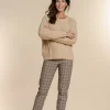 Vrouwen Geisha Fashion Geisha Checkered Slim Fit Pantalon 21890-99 Sand
