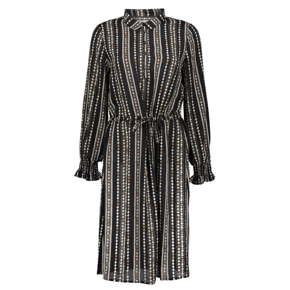 geisha_chiffon_jurk_geome_1.webp Vrouwen Geisha Fashion Geisha Chiffon Jurk Geometric Print 07838-99 Zwart