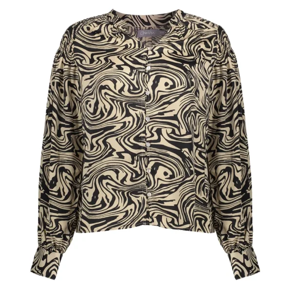 Vrouwen Geisha Fashion Geisha Dames Blouse Met Print 33870-21 Zwart