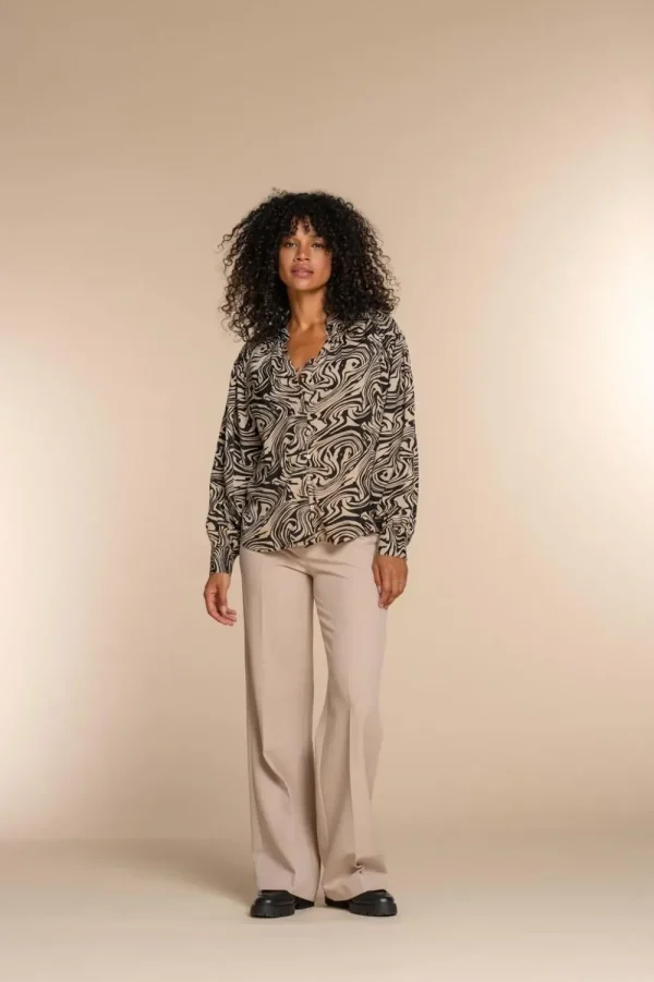 Vrouwen Geisha Fashion Geisha Dames Blouse Met Print 33870-21 Zwart
