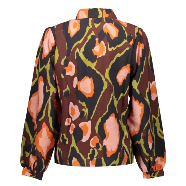 Vrouwen Geisha Fashion Geisha Dames Blouse Met Print 33935-20 Bruin