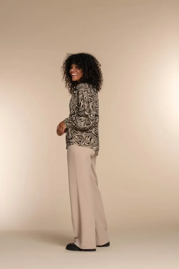 Vrouwen Geisha Fashion Geisha Dames Blouse Met Print 33870-21 Zwart