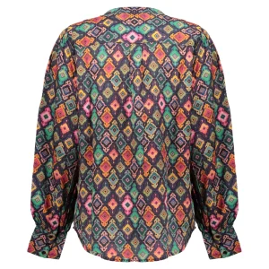 Vrouwen Geisha Fashion Geisha Dames Blouse Met Ruit Print 33890-81 Navy