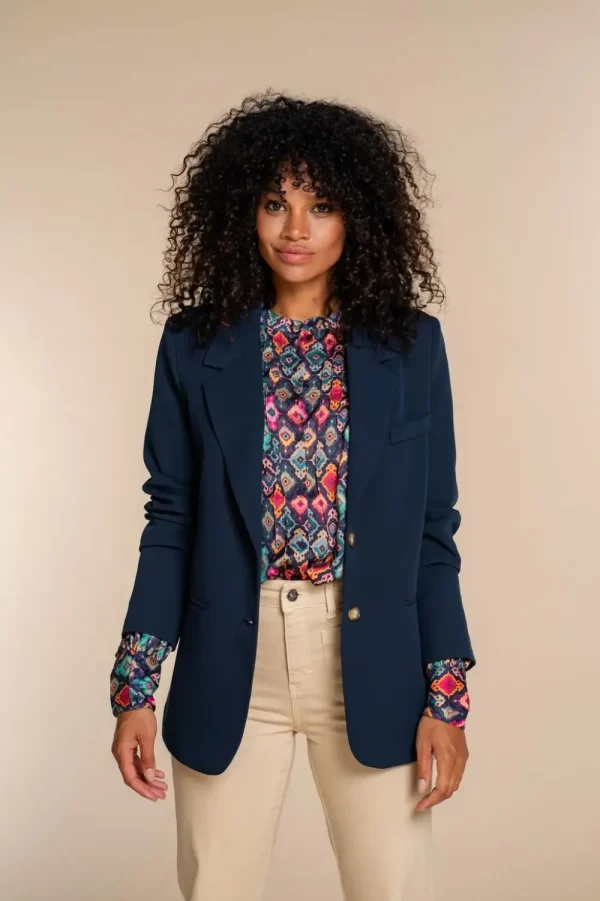 Vrouwen Geisha Fashion Geisha Dames Blouse Met Ruit Print 33890-81 Navy