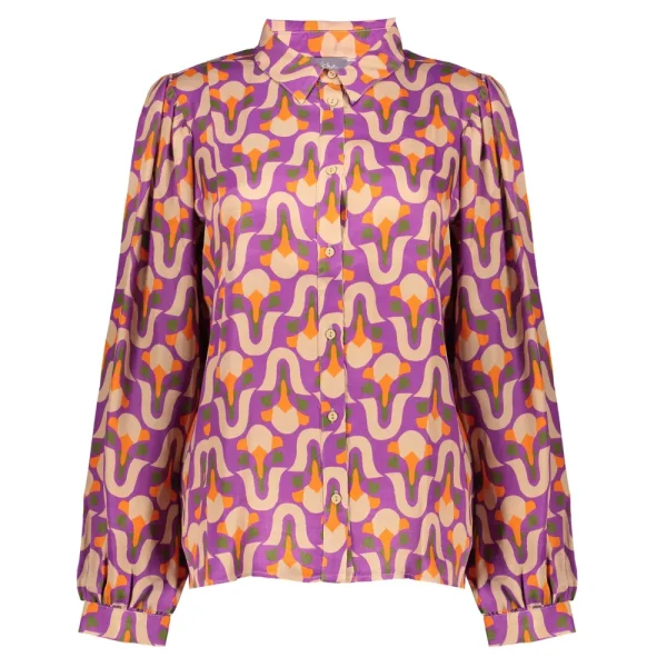 Vrouwen Geisha Fashion Geisha Dames Blouse Met Vintage Print 33644-20 Paars