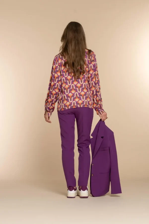 Vrouwen Geisha Fashion Geisha Dames Blouse Met Vintage Print 33644-20 Paars