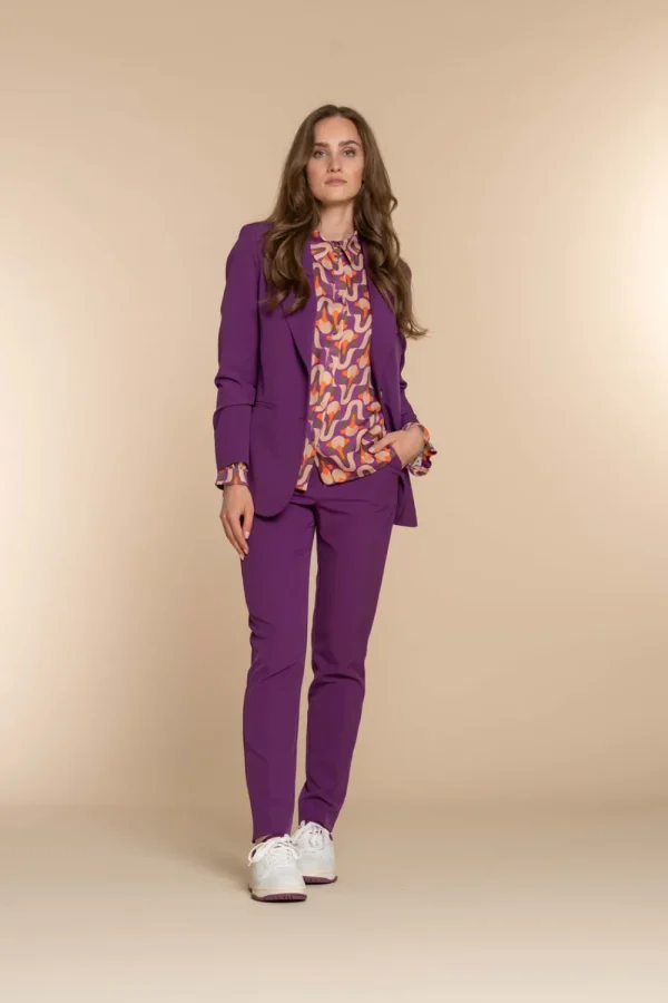 Vrouwen Geisha Fashion Geisha Dames Blouse Met Vintage Print 33644-20 Paars