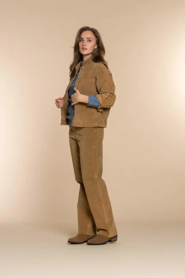 Vrouwen Geisha Fashion Geisha Dames Corduroy Jasje 35506-10 Camel