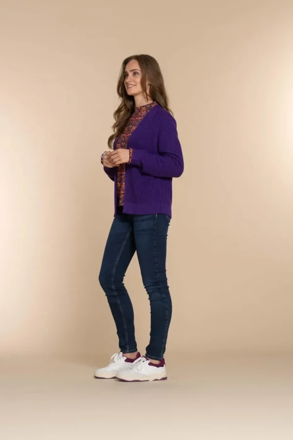 Vrouwen Geisha Fashion Geisha Dames Gebreid Basic Vest 34512-10 Dark Purple