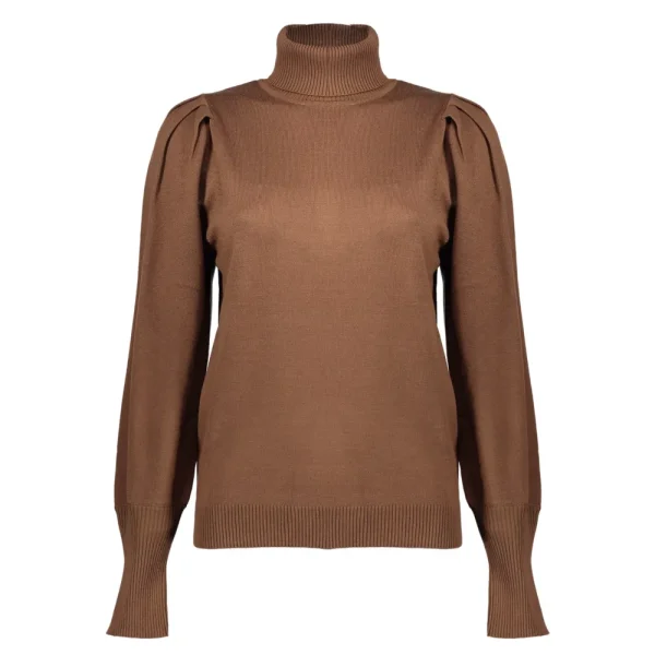 Vrouwen Geisha Fashion Geisha Dames Gebreide Trui Met Pofmouwen 34587-14 Cognac