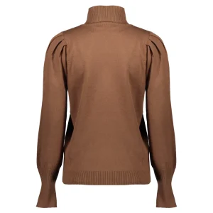 Vrouwen Geisha Fashion Geisha Dames Gebreide Trui Met Pofmouwen 34587-14 Cognac
