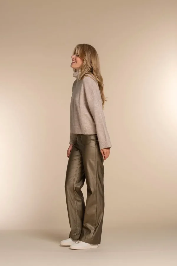Vrouwen Geisha Fashion Geisha Dames Gebreide Uni Trui Met Turtle Neck 34802-10 Light Sand