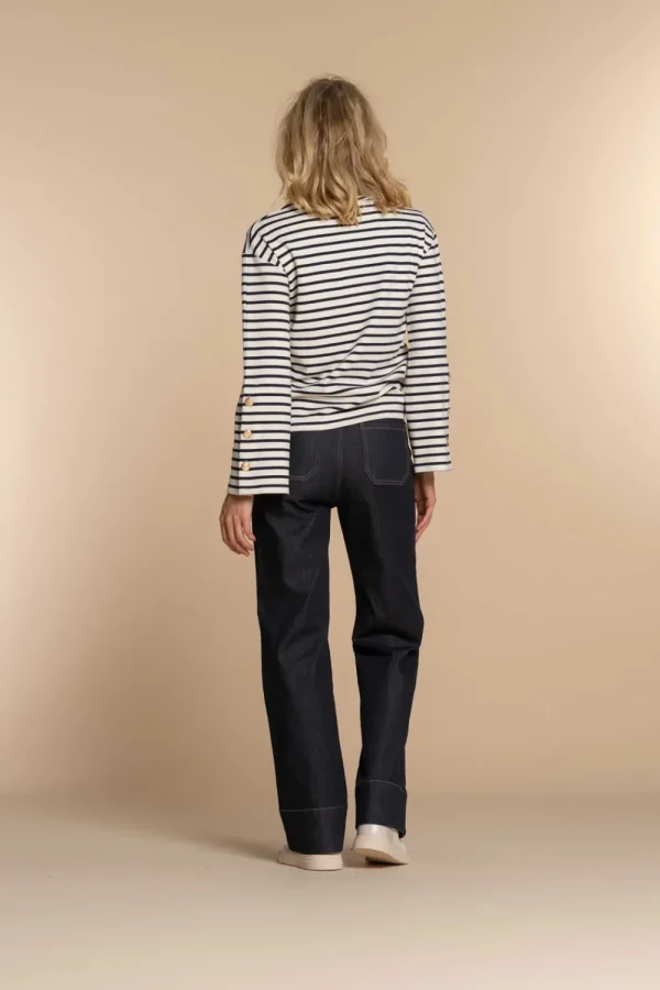 Vrouwen Geisha Fashion Geisha Dames Gestreepte Top 32609-41 Off-White