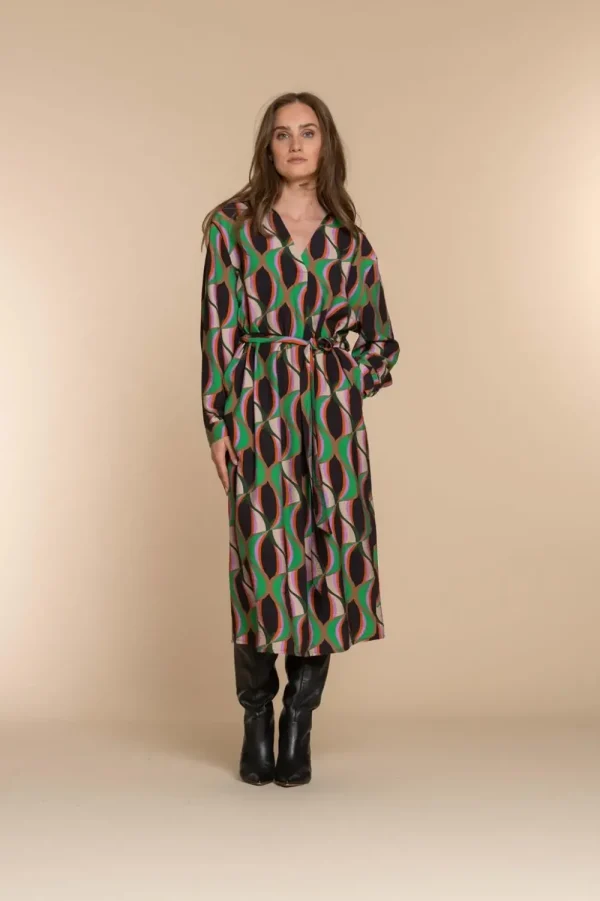 Vrouwen Geisha Fashion Geisha Dames Jurk Vintage Print 37603-20 Groen