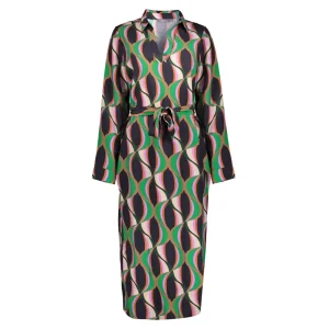 Vrouwen Geisha Fashion Geisha Dames Jurk Vintage Print 37603-20 Groen