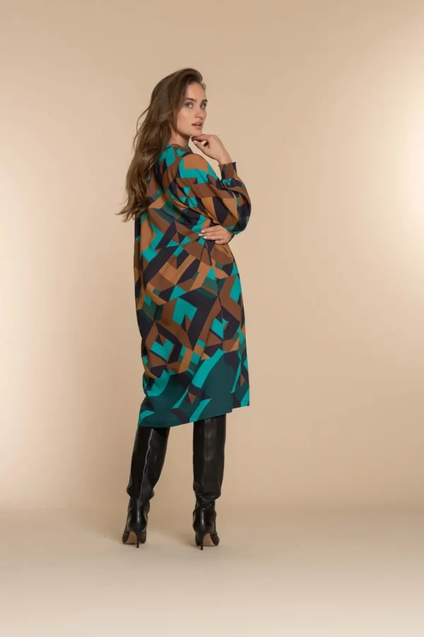 Vrouwen Geisha Fashion Geisha Dames Kaftan Jurk Met Print 37618-20 Emerald