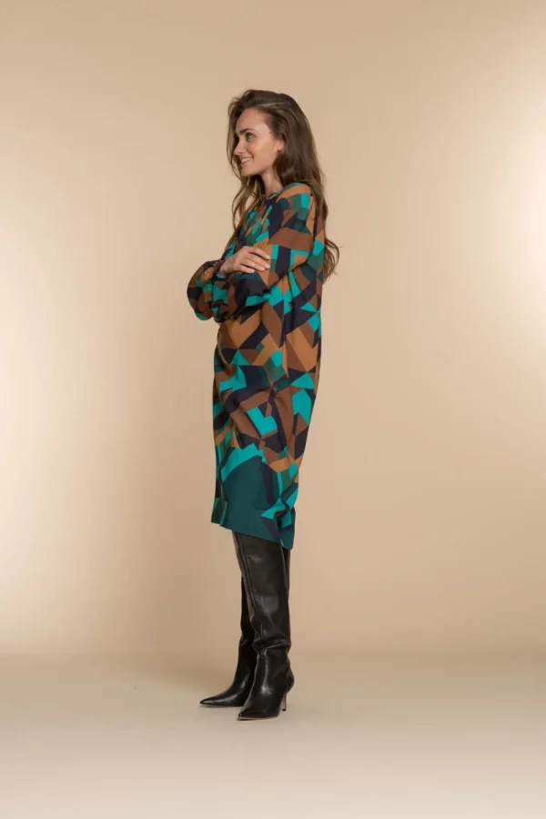 Vrouwen Geisha Fashion Geisha Dames Kaftan Jurk Met Print 37618-20 Emerald