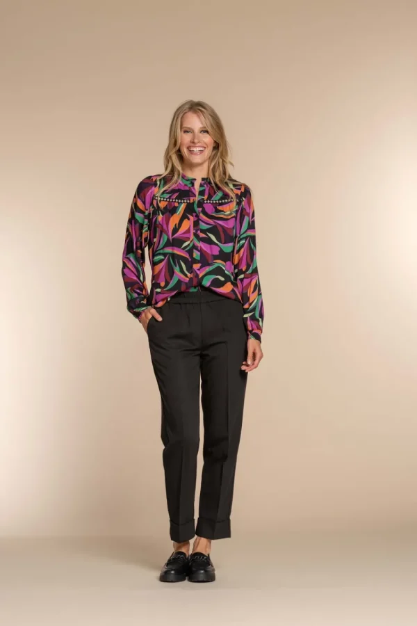 Vrouwen Geisha Fashion Geisha Dames Kleurrijke Blouse 33959-20 Zwart