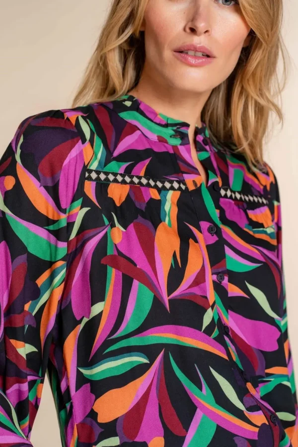 Vrouwen Geisha Fashion Geisha Dames Kleurrijke Blouse 33959-20 Zwart