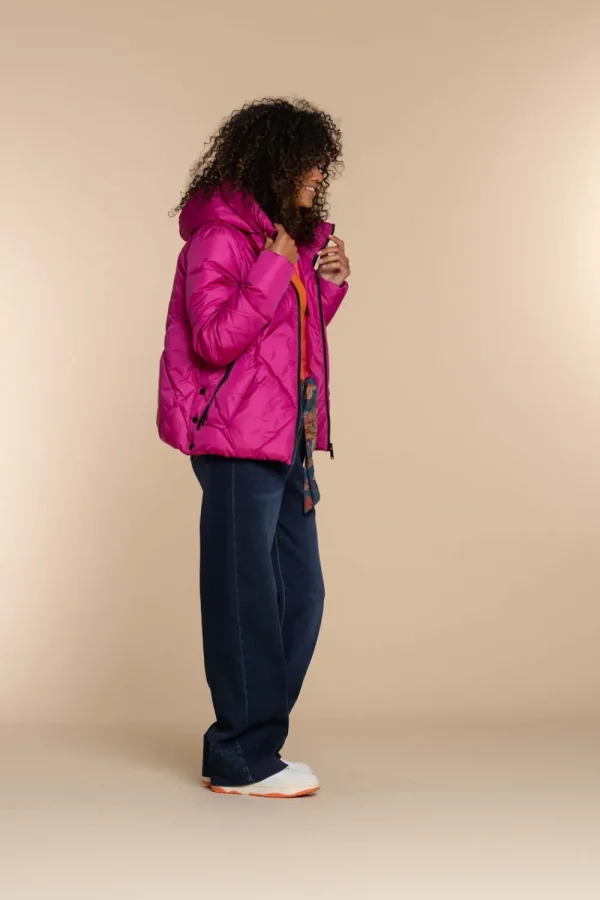 Vrouwen Geisha Fashion Geisha Dames Korte Puffer Jas 38565-21 Fuchsia