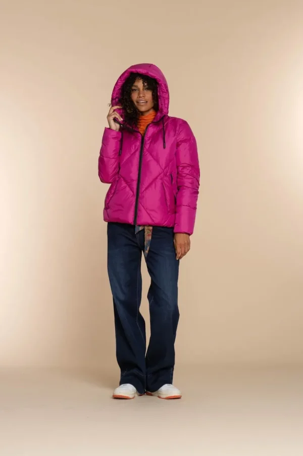 Vrouwen Geisha Fashion Geisha Dames Korte Puffer Jas 38565-21 Fuchsia