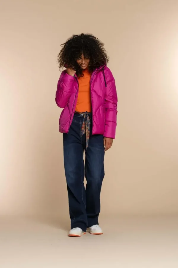 Vrouwen Geisha Fashion Geisha Dames Korte Puffer Jas 38565-21 Fuchsia