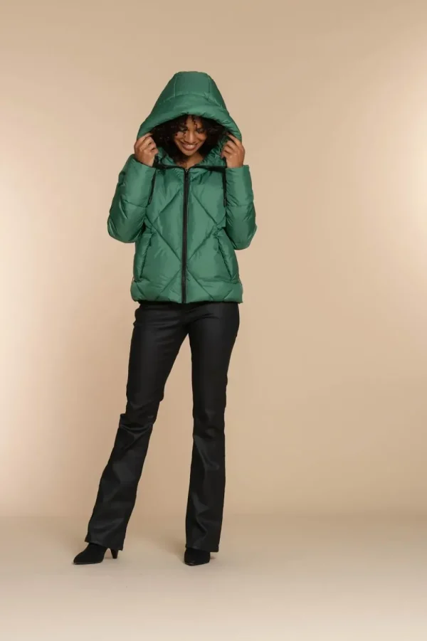 Vrouwen Geisha Fashion Geisha Dames Korte Puffer Jas 38565-21 Groen