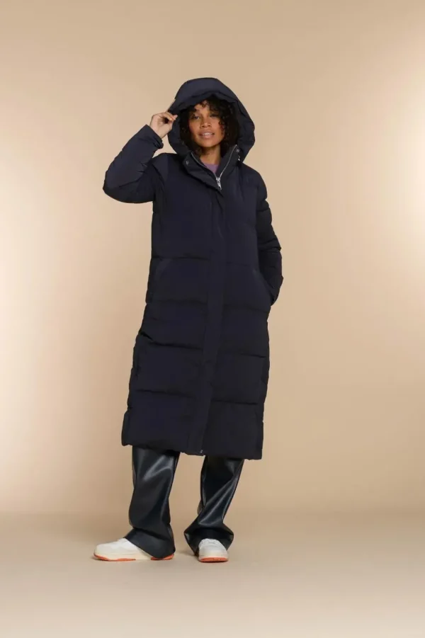 Vrouwen Geisha Fashion Geisha Dames Lange Puffer Jas 28525-21 Navy