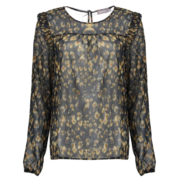 Vrouwen Geisha Fashion Geisha Dames Mesh Top Met Bloemenprint 83757-20 Navy