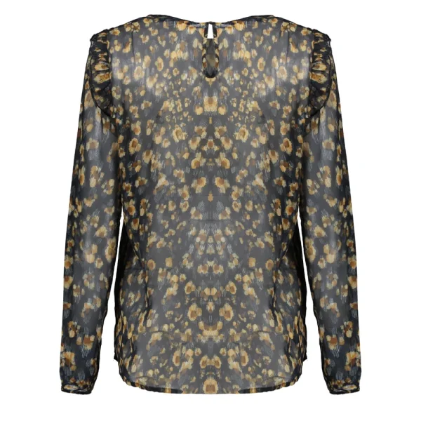 Vrouwen Geisha Fashion Geisha Dames Mesh Top Met Bloemenprint 83757-20 Navy