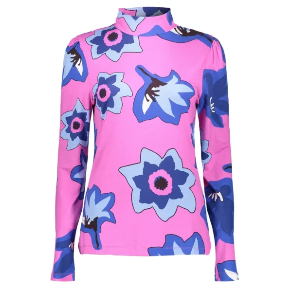 Vrouwen Geisha Fashion Geisha Dames Mock Neck Top Met Bloemenprint 32856-40 Roze