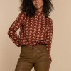 Vrouwen Geisha Fashion Geisha Dames Smock Top Met Print 32649-20 Oranje