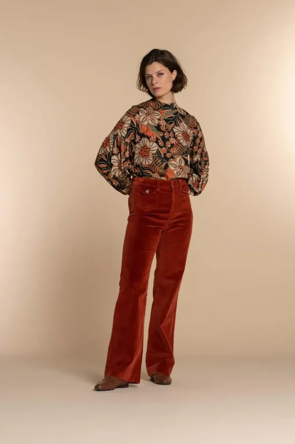 Vrouwen Geisha Fashion Geisha Dames Top Met Bloemen Print 33662-20 Zwart