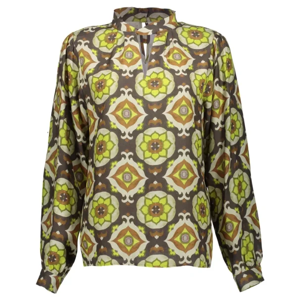 Vrouwen Geisha Fashion Geisha Dames Top Met Cut Out En Print 33956-20 Tabacco