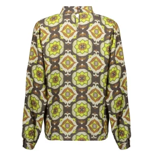 Vrouwen Geisha Fashion Geisha Dames Top Met Cut Out En Print 33956-20 Tabacco