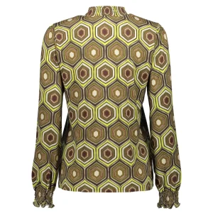 Vrouwen Geisha Fashion Geisha Dames Top Met Print 33952-20 Olive