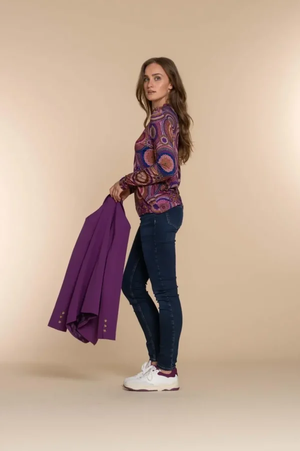 Vrouwen Geisha Fashion Geisha Dames Top Met Print 32598-60 Fuchsia