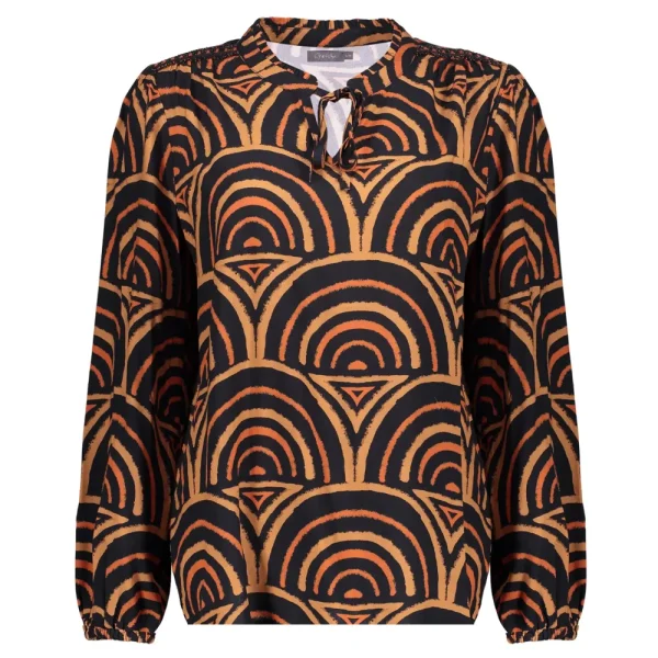 Vrouwen Geisha Fashion Geisha Dames Top Met Vintage Print 33661-20 Zwart