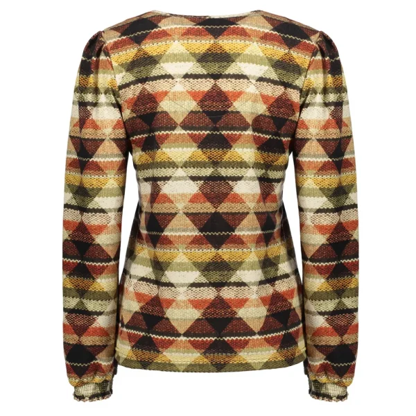 Vrouwen Geisha Fashion Geisha Dames V-Hals Top Met Ruitprint 33668-20 Mustard