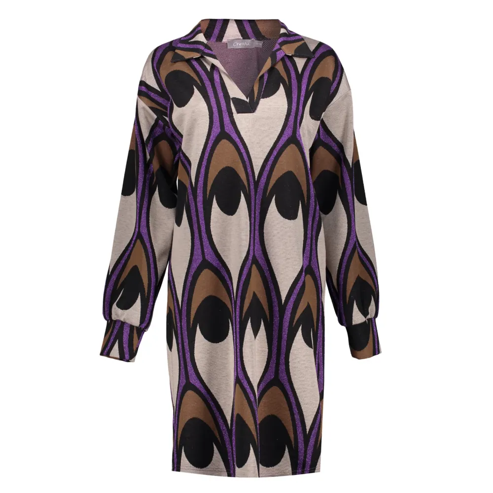 Vrouwen Geisha Fashion Geisha Dames Vintage Print Jurk 37610-20 Sand