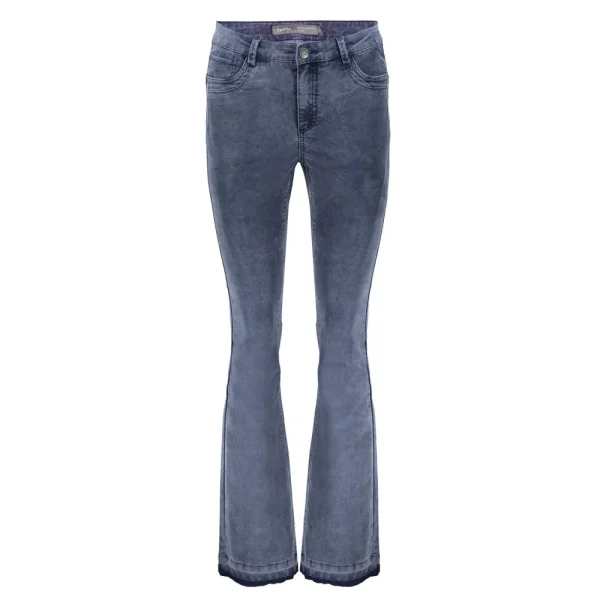 Vrouwen Geisha Fashion Geisha Flared Two-Tone Rib Jeans 21522-10 Blue