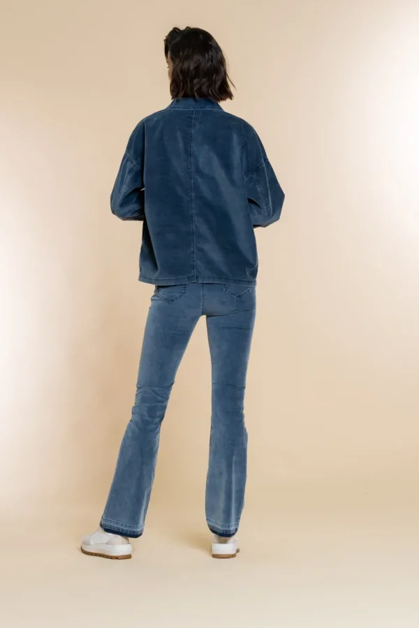 Vrouwen Geisha Fashion Geisha Flared Two-Tone Rib Jeans 21522-10 Blue