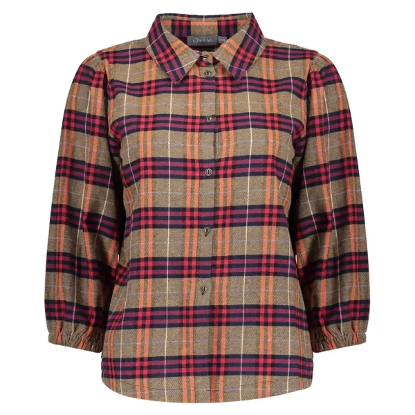 Vrouwen Geisha Fashion Geisha Klassieke Checkered Blouse 23613-20 Sand