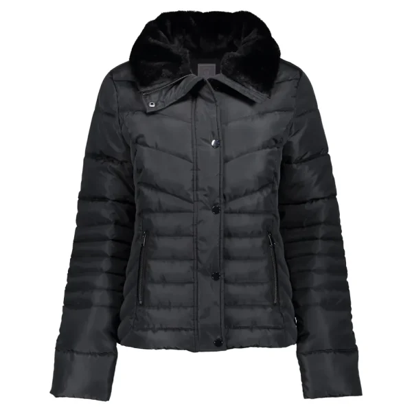 Vrouwen Geisha Fashion Geisha Korte Puffer Jas Fake-Fur 28535-25 Anthracite