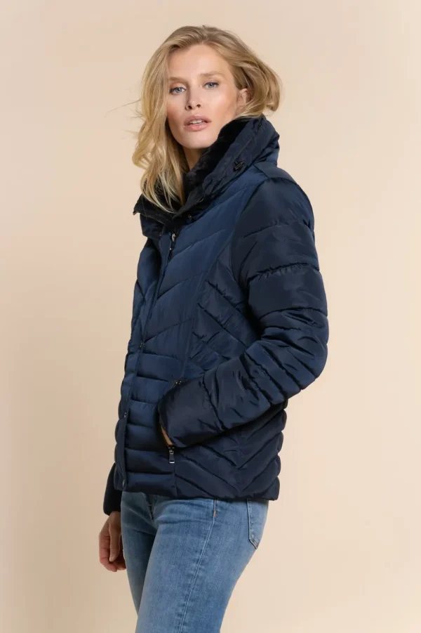 Vrouwen Geisha Fashion Geisha Korte Winterjas Fake Fur 18599-25 Navy