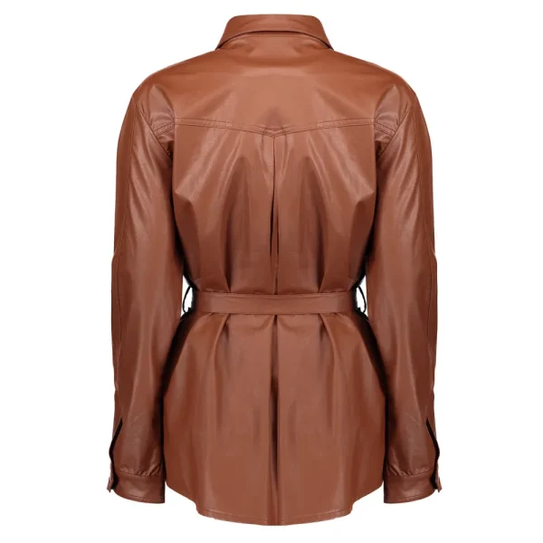 Vrouwen Geisha Fashion Geisha Pu Doorknoop Blouse 03525-19 Tabacco