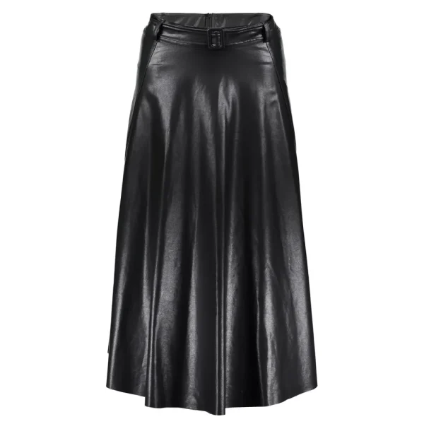 Vrouwen Geisha Fashion Geisha Pu Midi Rok 06516-10 Zwart