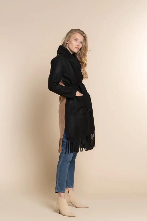 Vrouwen Geisha Fashion Geisha Stylish Coat Fringes 18565-70 Zwart