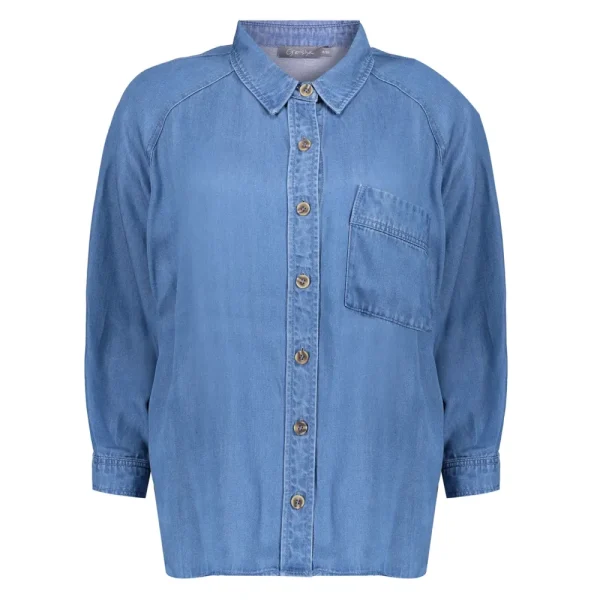 Vrouwen Geisha Fashion Geisha Tencel Jeans Blouse 23504-10 Dark Blue Denim