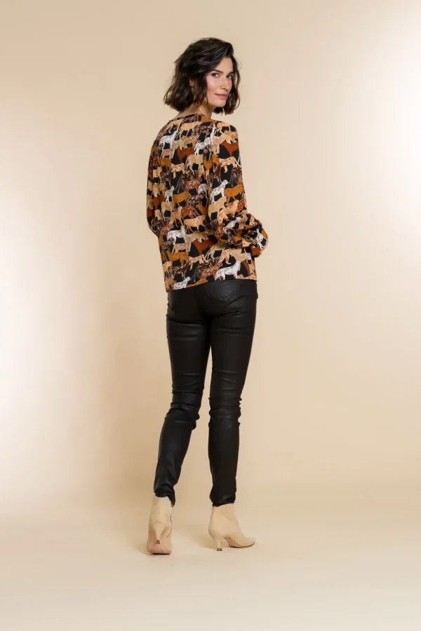Vrouwen Geisha Fashion Geisha Top Grote Animal Print 23636-20 Zwart